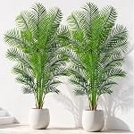 Arbre à palmier artificiel 6ft Grand faux palmier arbre décor intérieur avec 18 Trunks et Real Bark Design Faux Tropical Areca Palm Plancher de soie en pot pour la maison Bureau Salon Chambre Décor 1pcs