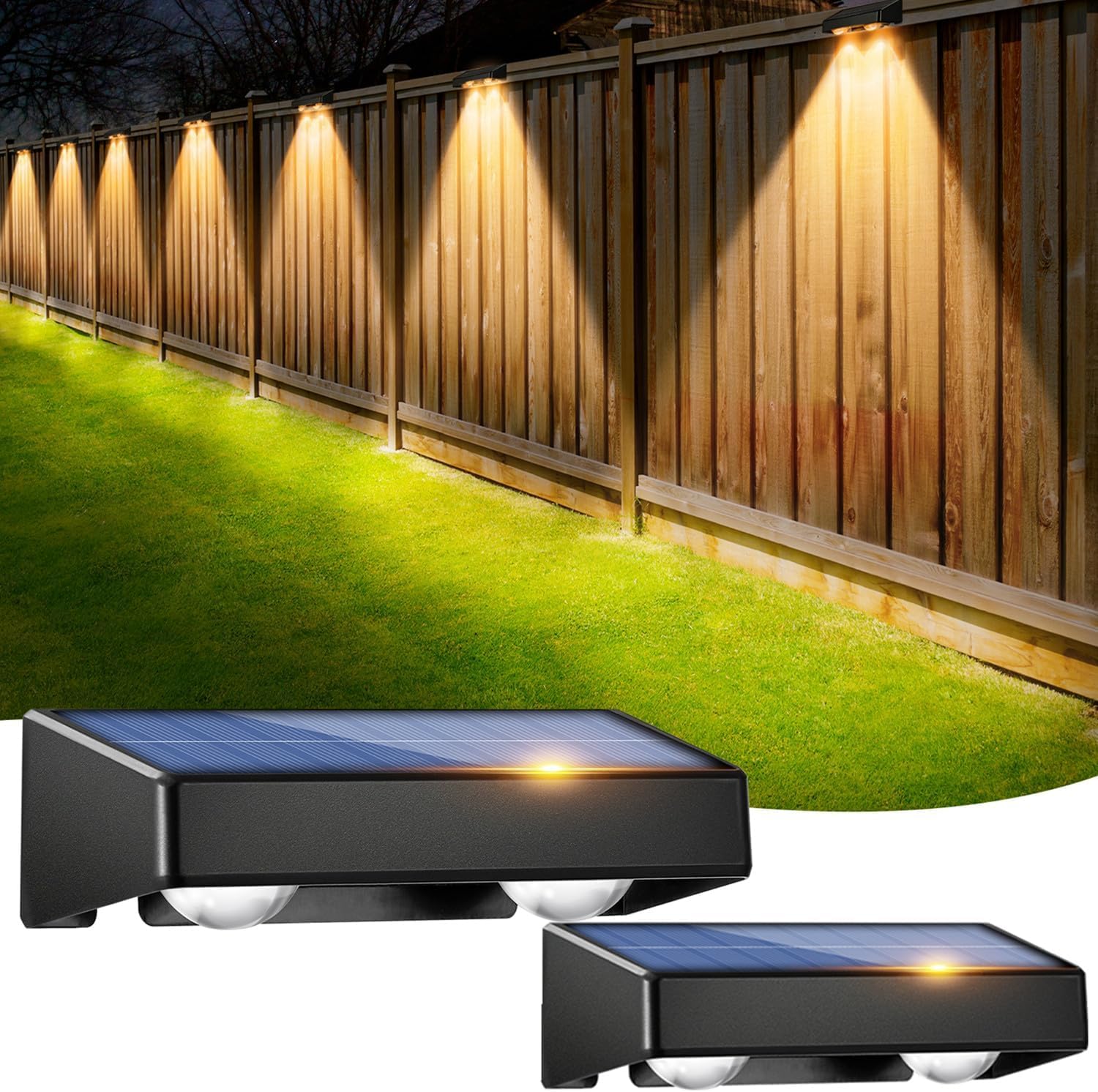 sununiny Solar Fence Lights Outdoor,4 Pack Wall Solar Lights IP65 Waterproof,9 Colors 11 Modes RGB Garden Fence Lights Solar Powered for Patio/Backyard/Porch/Pool Decorations — view 12