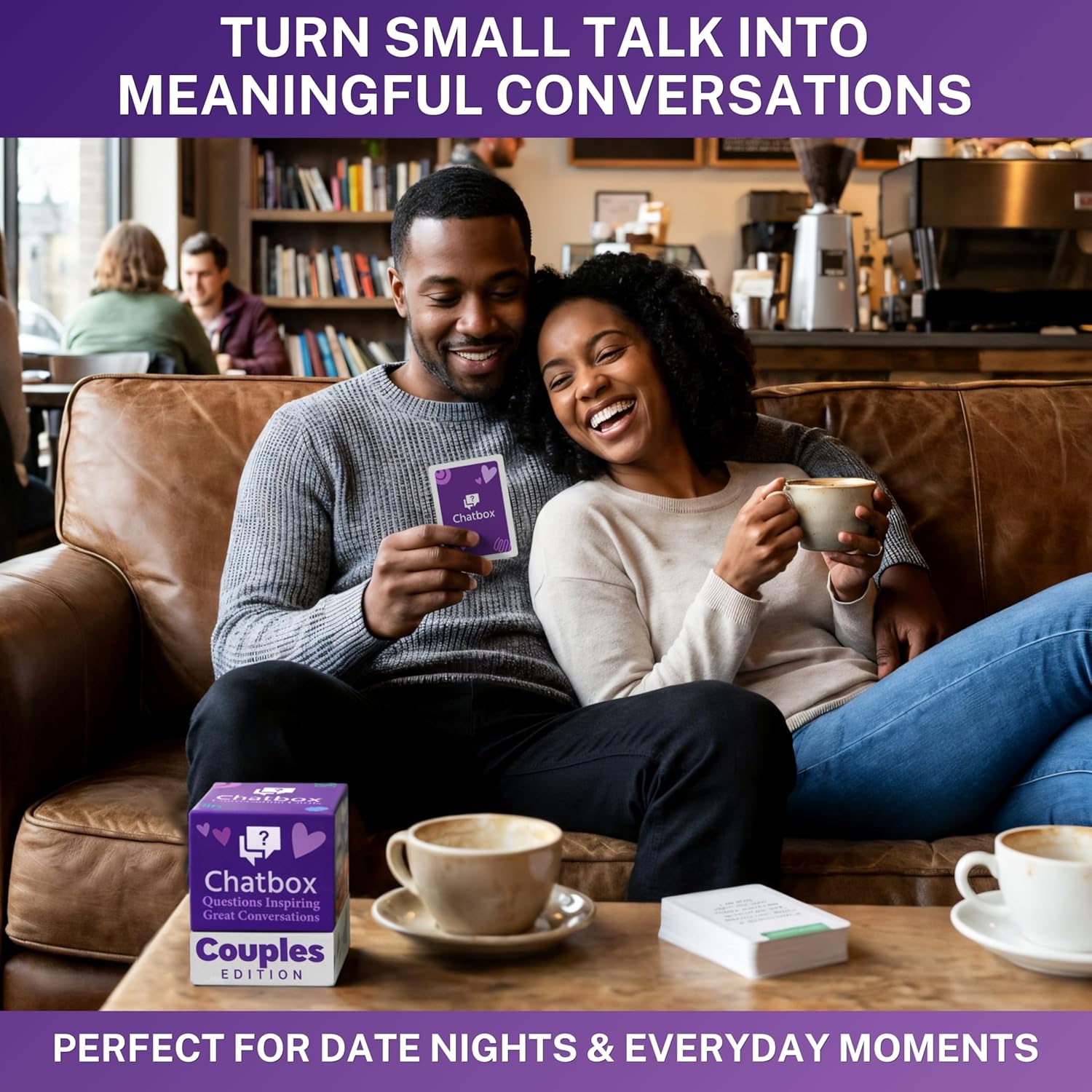 Chatbox Couples Edition Conversation Card Game for Couples, Fun and Meaningful Date Night Game with Thought Provoking Questions, Couples Card Game for Reconnecting, Travel and Home Play
