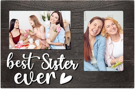 Sister Gifts, Mothers Day Sisters Gift from Sister, 3D Photo Frame Hold 4x6 Inches Two Photos - Picture Frame Present for Galentines Day