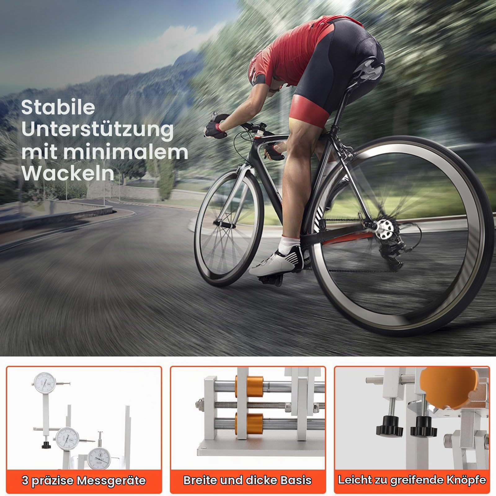 Zentrierständer Fahrrad Rad Tuning Repair Tool Kit Fahrrad-Rad-Zentrierständer Mit Messuhr Fahrrad-Rad-Ausrichtungs-Reparaturwerkzeug Für 10-29" Laufräder Schnellspanner Und Steckachse