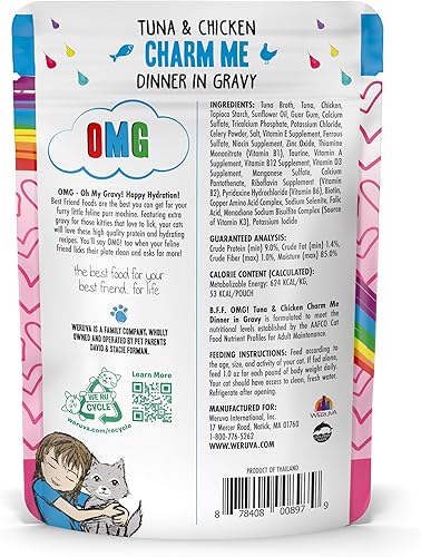 Miniatura 2 de Weruva B.F.F. OMG - Best Feline Friend Oh My Gravy! Atún y pollo Charm Me con atún y pollo en salsa, bolsa de 3 onzas (paquete de 12)