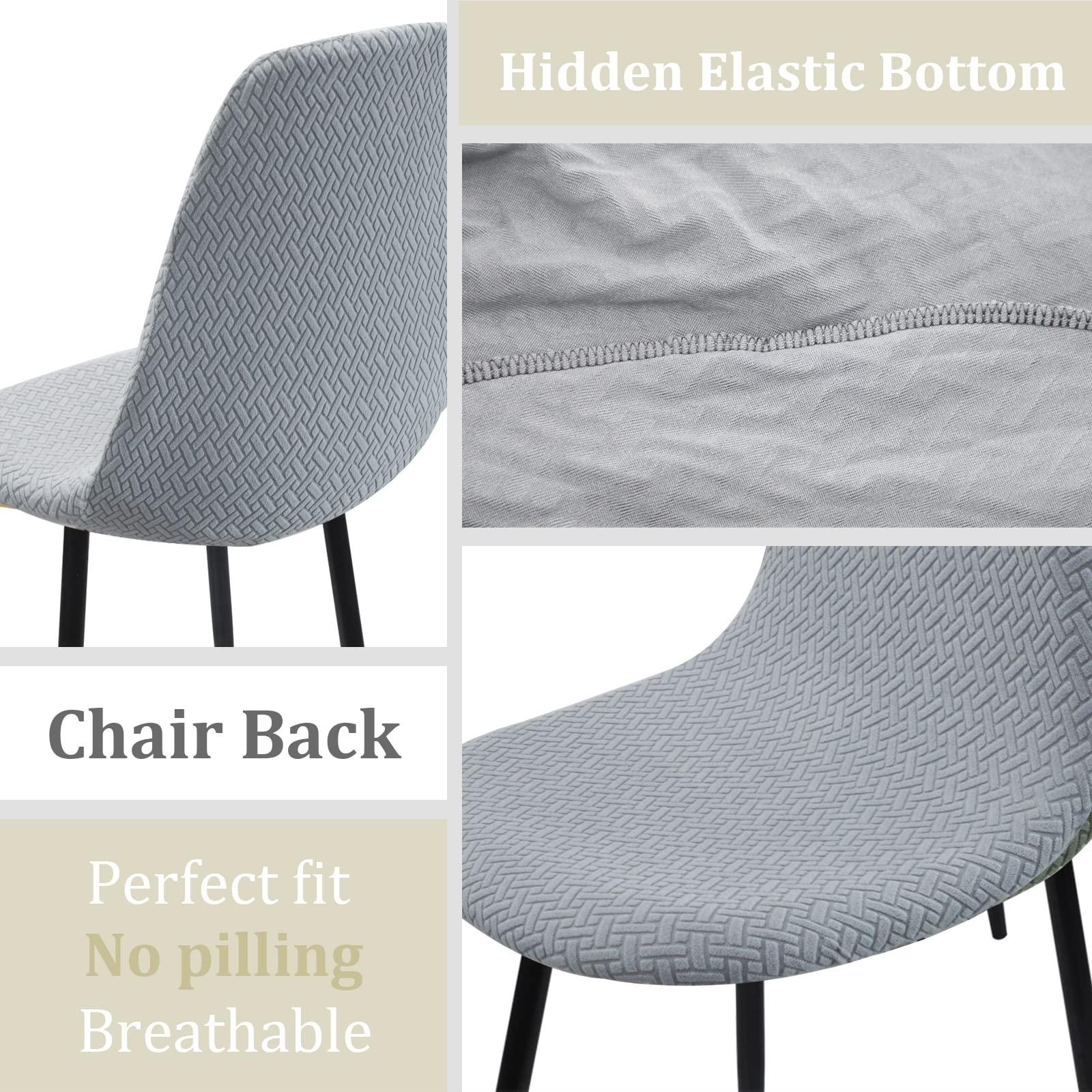 Jaotto Coprisedia Elasticizzati con Schienale 6 Pezzi,Fodere Coprisedia con Schienale Tondo Sala da Pranzo Jacquard Diagonale,Coprisedia Ufficio Universali Lavabili,Vestisedia per Casa Cucina,