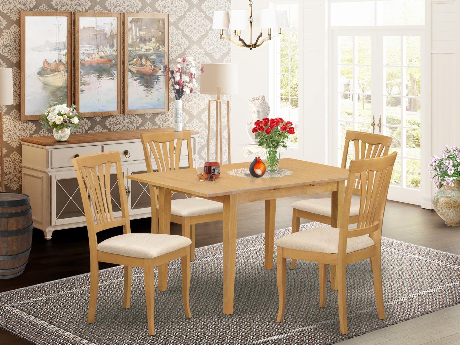 Amazon.com - East West Furniture NOAV5-OAK-C 5 Piece Dinette Set