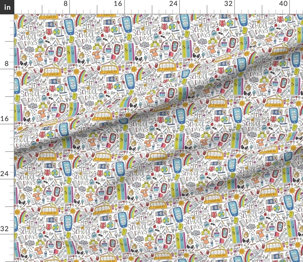 Spoonflower Fabric - School Doodles Children Teacher Notes Notebook Printed on Petal Signature Cotton Fabric Fat Quarter - Sewing Quilting Apparel Crafts Decor