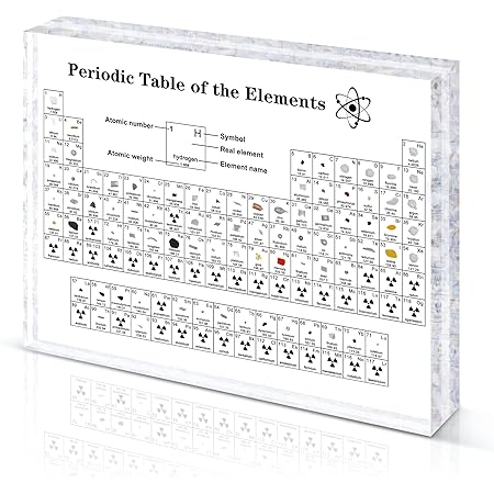 Clear Acrylic Periodic Table Display With Real Elements Teaching School Day Birthday Gifts - View #4