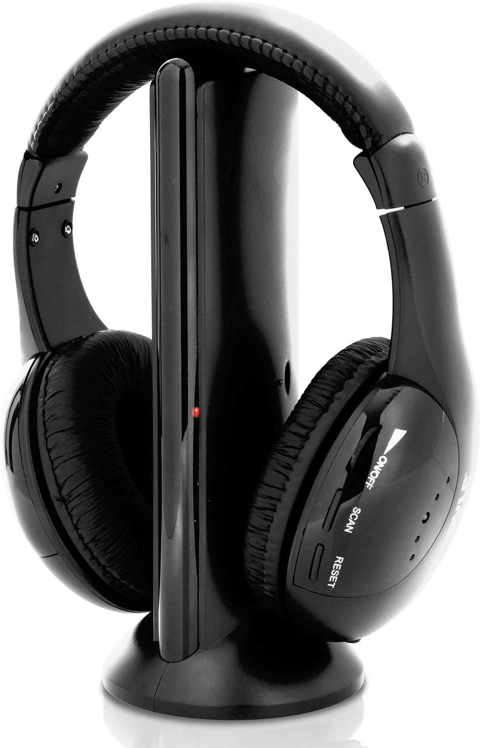 PyleStereo Wireless Over Ear Headphones-Hi-fi Headphone Professional Black Monitor Headset with 30m Range,Noise Isolation Padding,Microphone-TV,Computer,Gaming Console iPod Phone-Pyle Home PHPW5