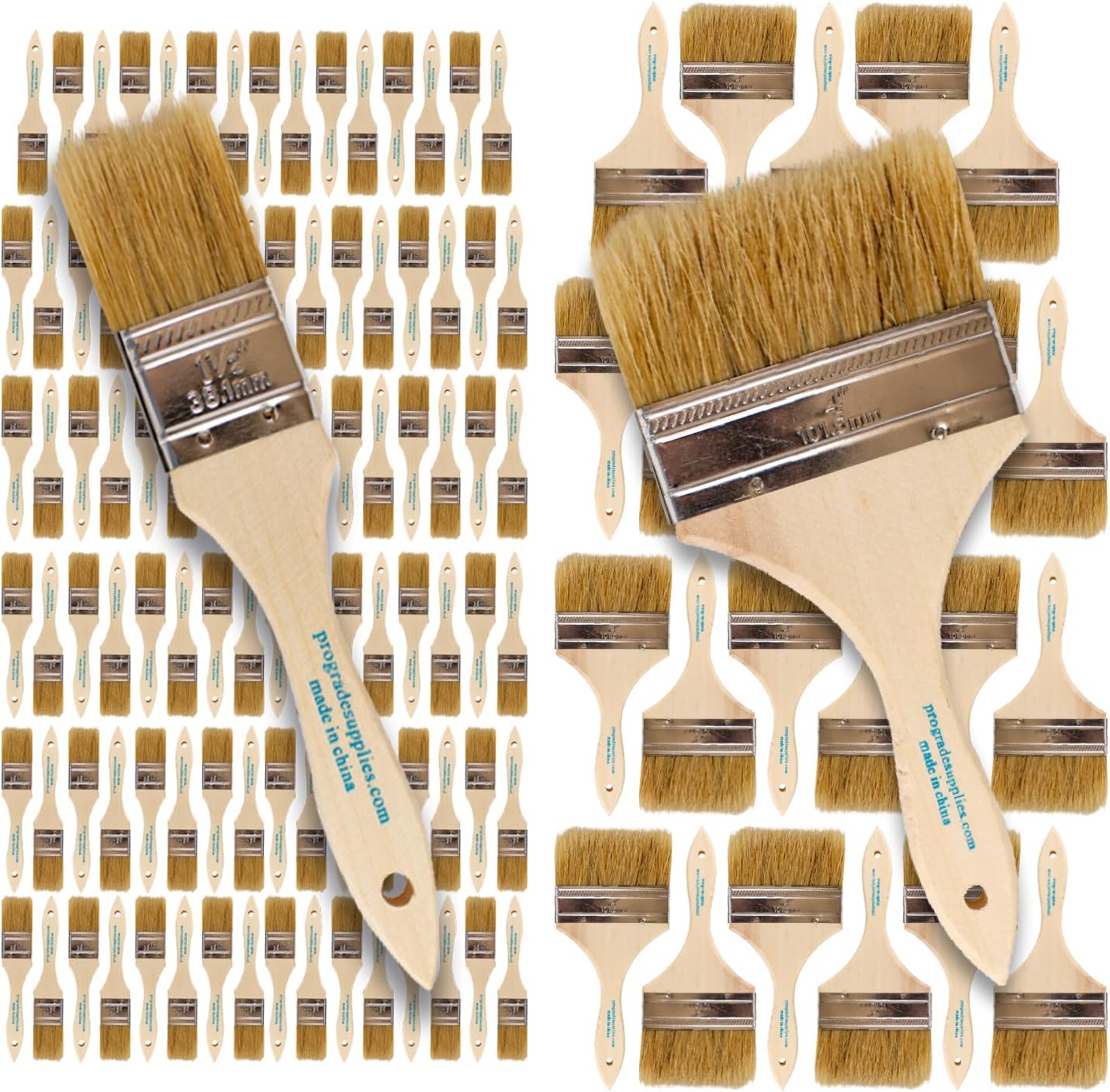 Vermeer - 1.5 Inch 96 Pack and 4 Inch 24 Pack Chip Paint Brush Used by Professional or Home Owners for Home Improvement - Interior & Exterior