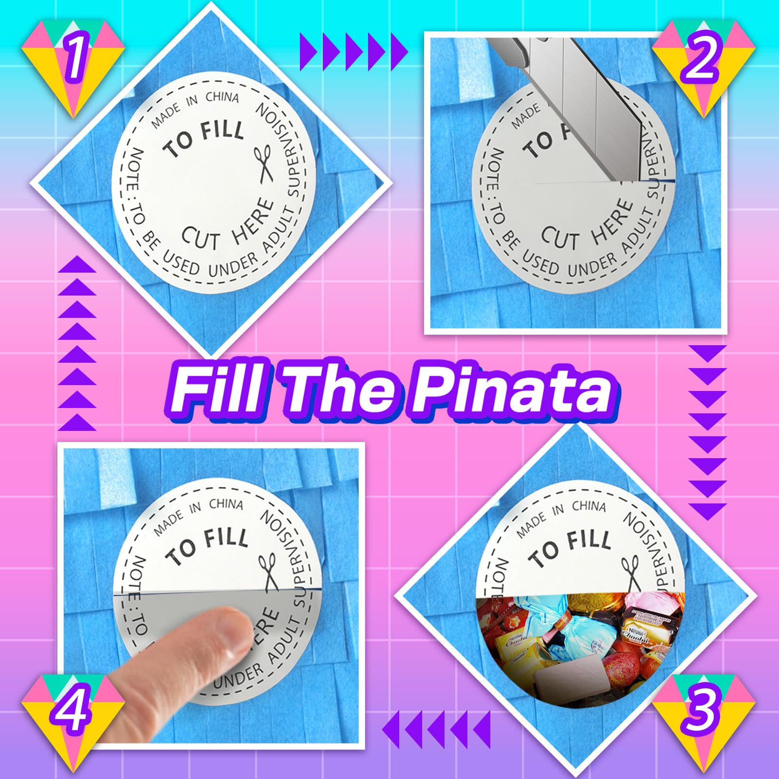 Piñata con palo para los ojos vendados y confeti, piñata de videojuegos para decoración de fiestas de cumpleaños, suministros de fiesta, 16 pulgadas