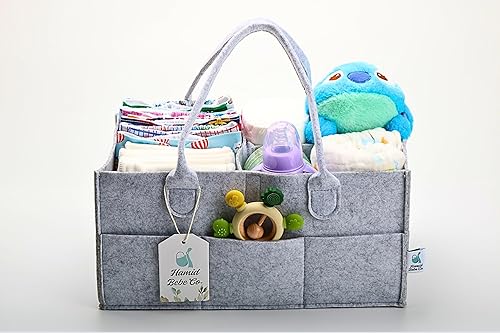 Miniatura 9 de Hamid - Organizador de pañales para bebé, incluye toalla de limpieza de cara infantil, cesta de almacenamiento portátil grande con 3 compartimentos,
