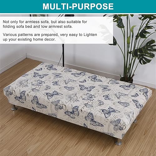 Miniatura 4 de Fundas de futón sin brazos, funda elástica para sofá cama, funda de sofá sin brazos, protector de muebles con parte inferior elástica para sofá