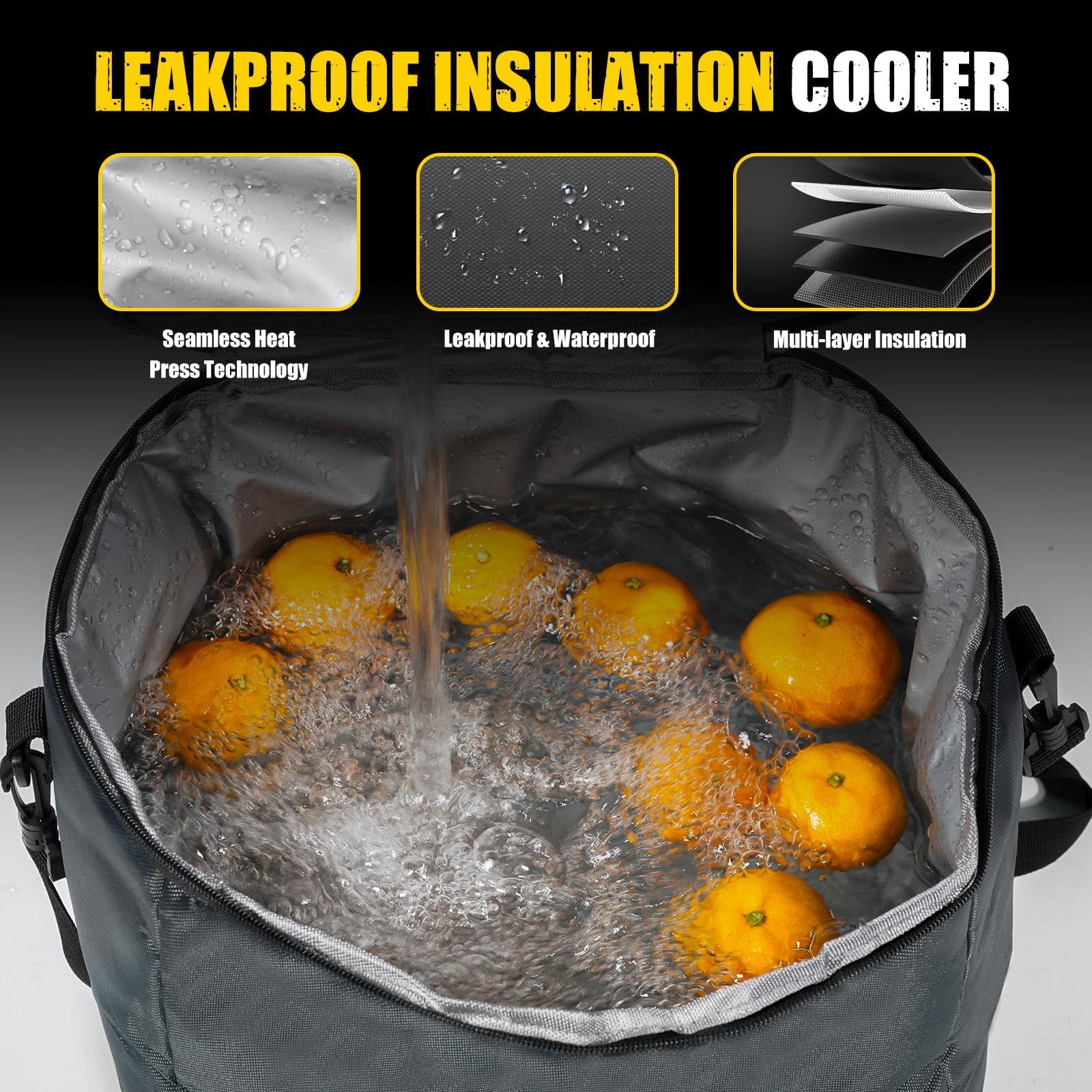 MIKKUPPA Organizer per bagagliaio con refrigeratore, grande organizer per auto, 100 l, in tessuto Oxford 1680D, pieghevole, con 2 cinghie regolabili, per auto, camion, Suv (grigio)