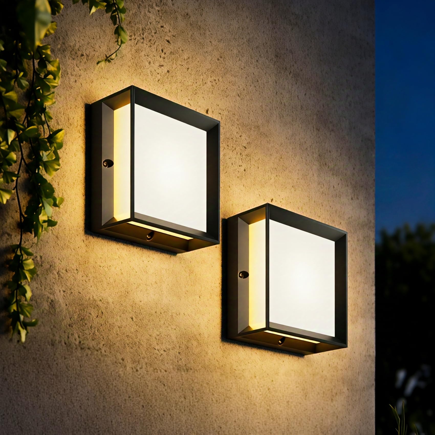 Klighten 2 Stück Wandleuchte Aussen,Außenlampe & Außenwandleuchte mit 2x E27 Fassung,Max 60W,IP65 Wasserdicht,Außenleuchte aus PC + Aluminium,ohne Leuchtmittel,Anthrazit