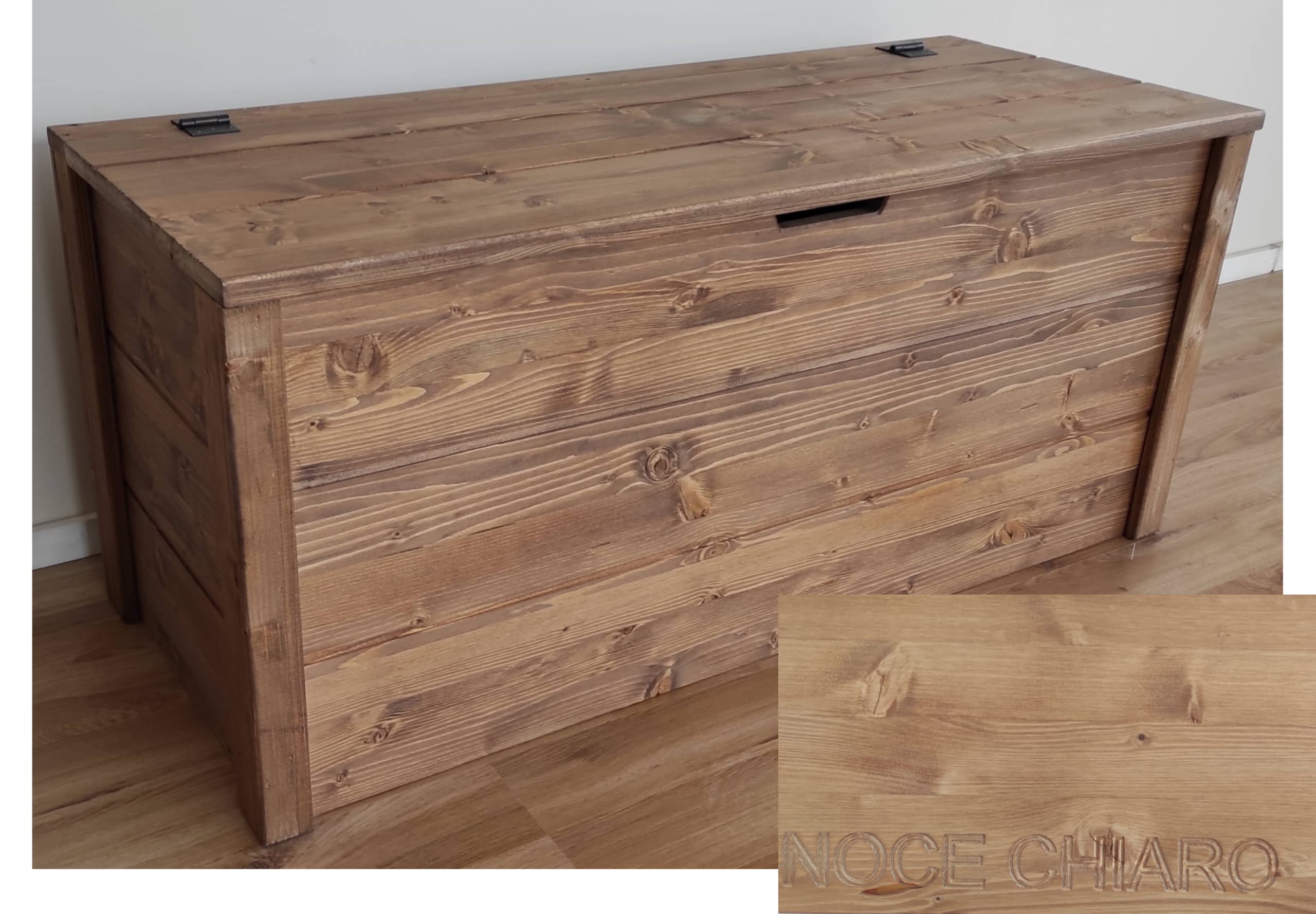 TOTAL WOOD 2012, Arcón de Madera, Natural Impregnada, Modelo Matej, Arcón con Tapa para Interiores y Exteriores (90x45x50, Nogal claro)