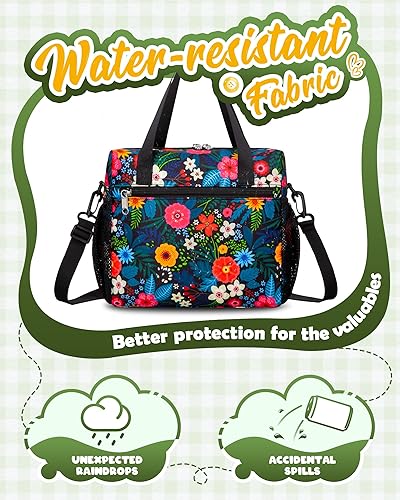 Miniatura 5 de Bolsa de bingo para Daubers Dabbers Dobbers Dotters resistente al agua, bolsa de accesorios de bingo con bolsillos para adultos mayores (negrorojo)