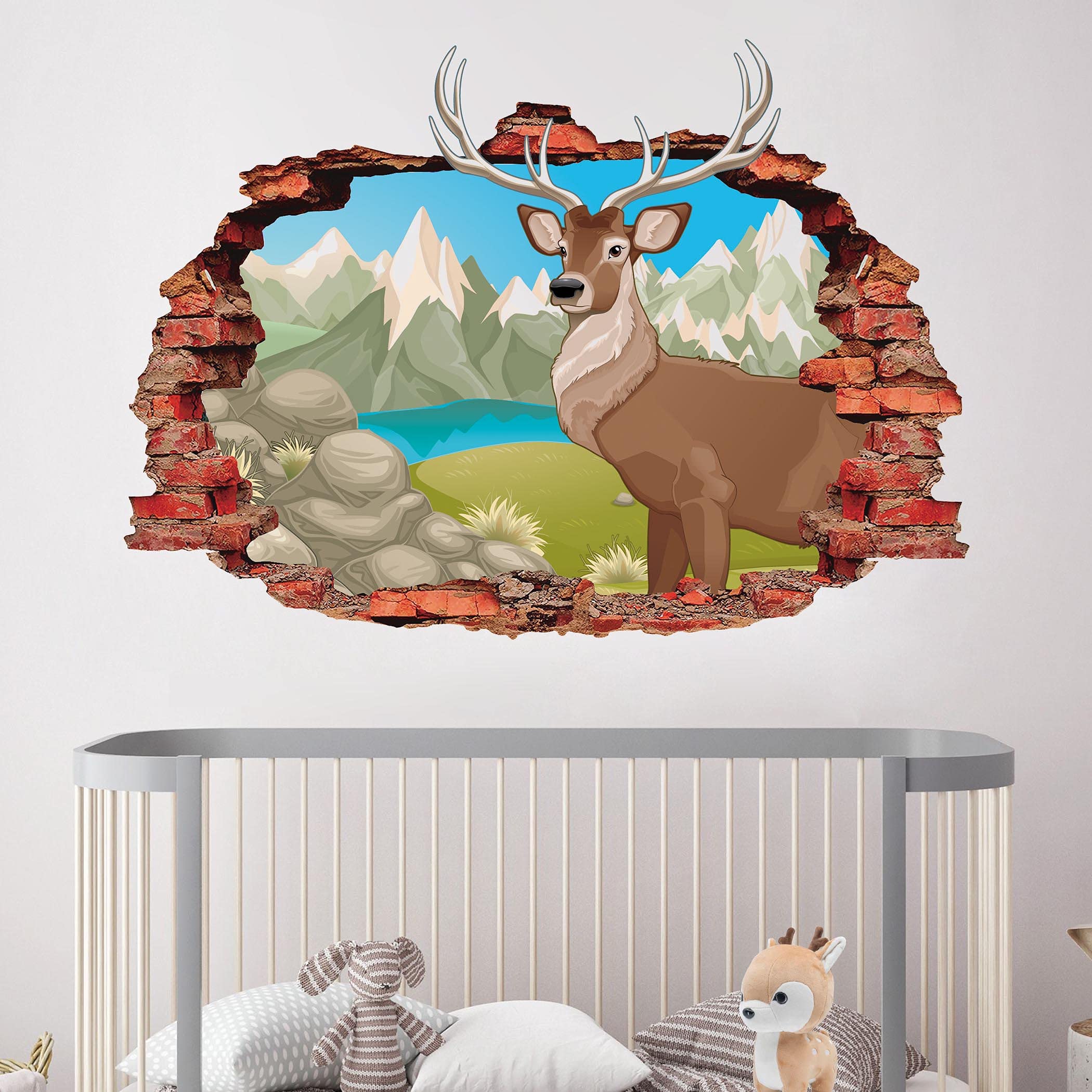Cute Deer Wall Decal - Animal Impala Wall Art - 3D Print Home Decor - Animal Gazella Nursey Wall Decor - Gazella Dorcas World Animal Bedroom JO1061 (40" x 26" Inches)