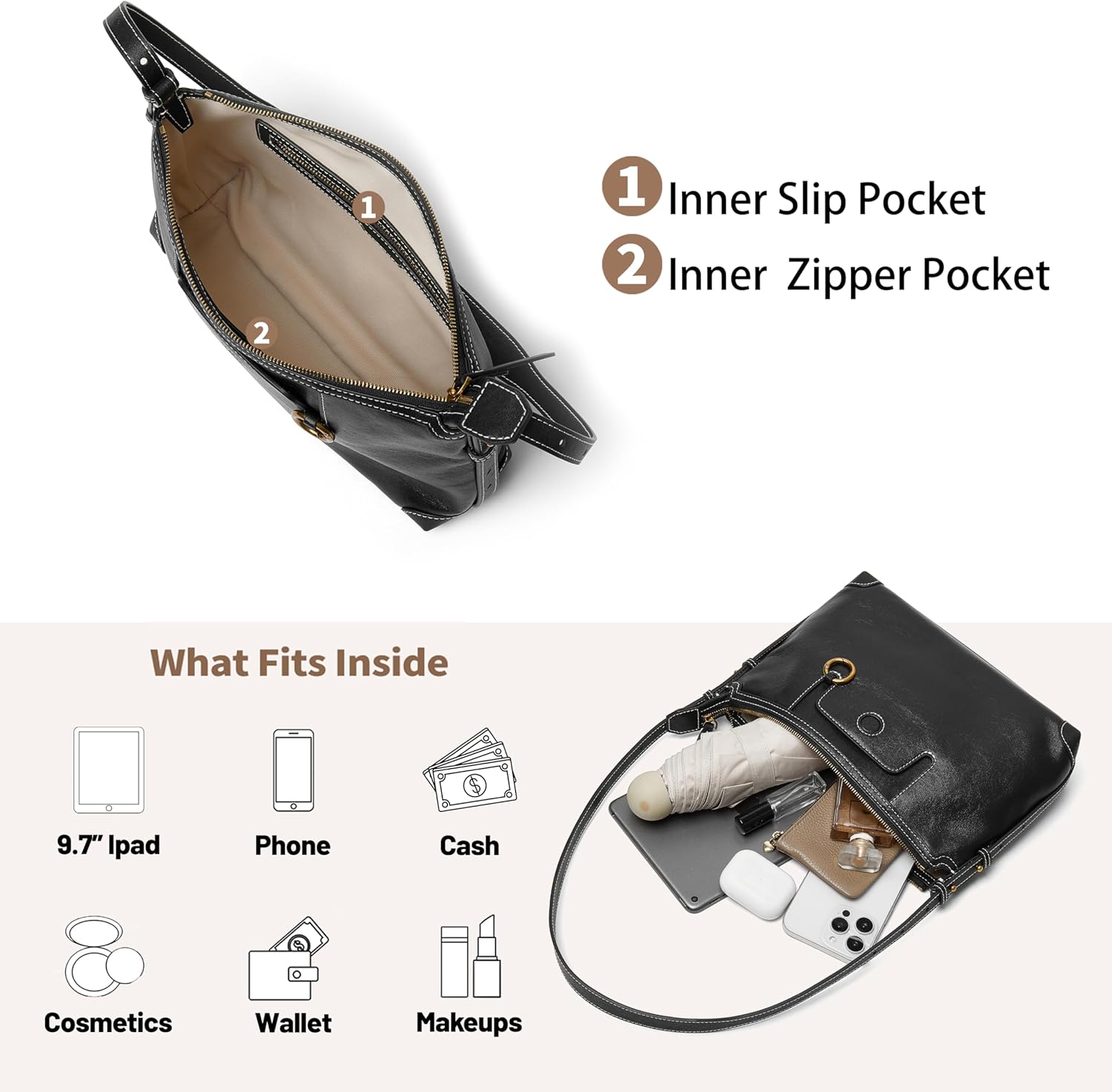 DAILANDO Medium Vintage Leather Shoulder Bag Designer Hobo Purse and Crossbody Handbags for Women - Image 6