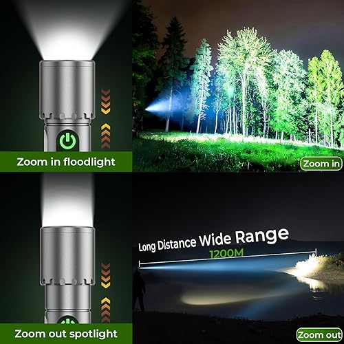 Miniatura 7 de Linterna magnética recargable, 2000 lúmenes, 5000 mAh, linternas de alto lúmenes con 18 modos, impermeable, ajustable, potente luz de flash,