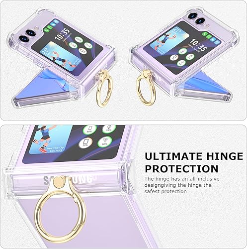 Miniatura 3 de DAKORIE Funda diseñada para Galaxy Z Flip 5 con protección de bisagra, funda transparente Flip 5 con soporte para Galaxy Z Flip 5 5G (2023),