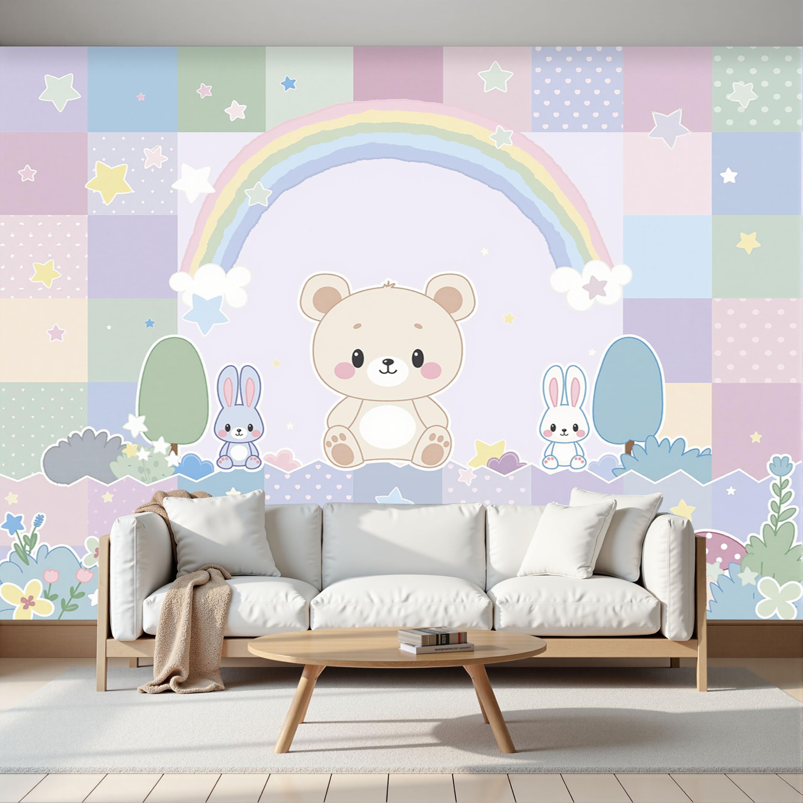 Papier peint dessin animé panoramique 200x140cm pour décoration murale