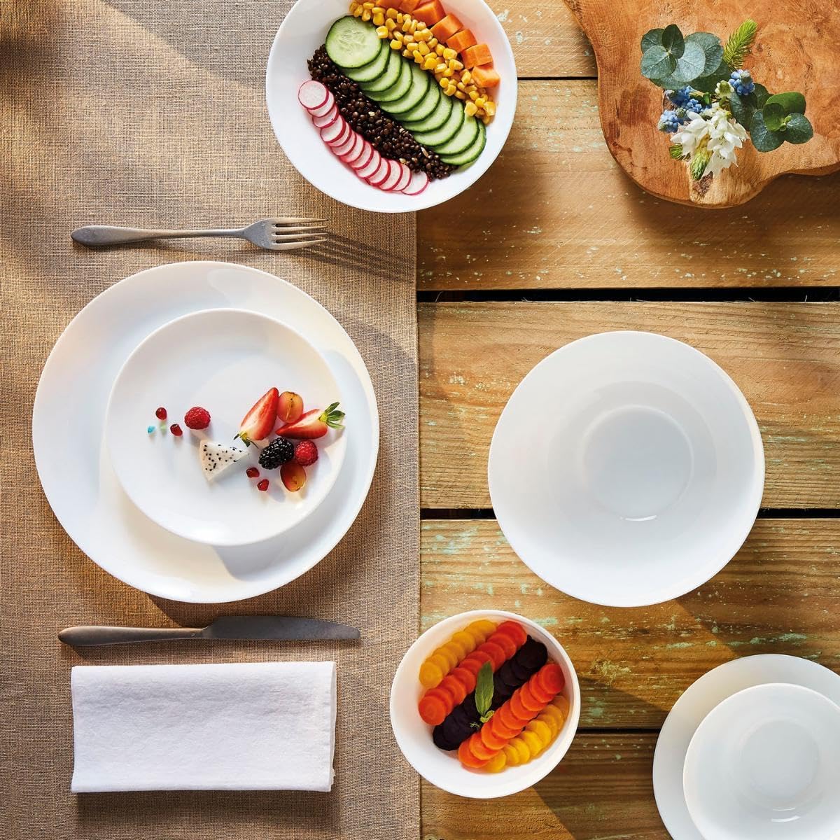 Luminarc Diwali Set of 6 Extra Resistant Opal Glass Dessert Plates, 19 cm, White