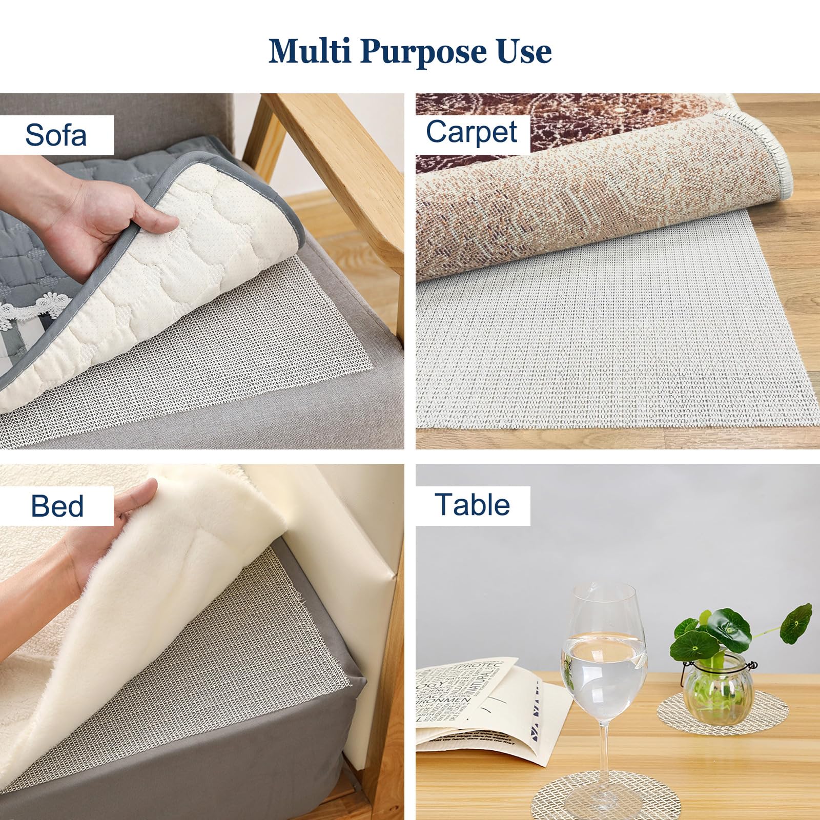 Tappetino Antiscivolo Per Tappeti | 2 Pezzi Da 4 Metri | In PVC Ispessito | Adatto Per Pavimenti In Legno E Moquette | Riduzione Rumore | Colore Bianco - 5