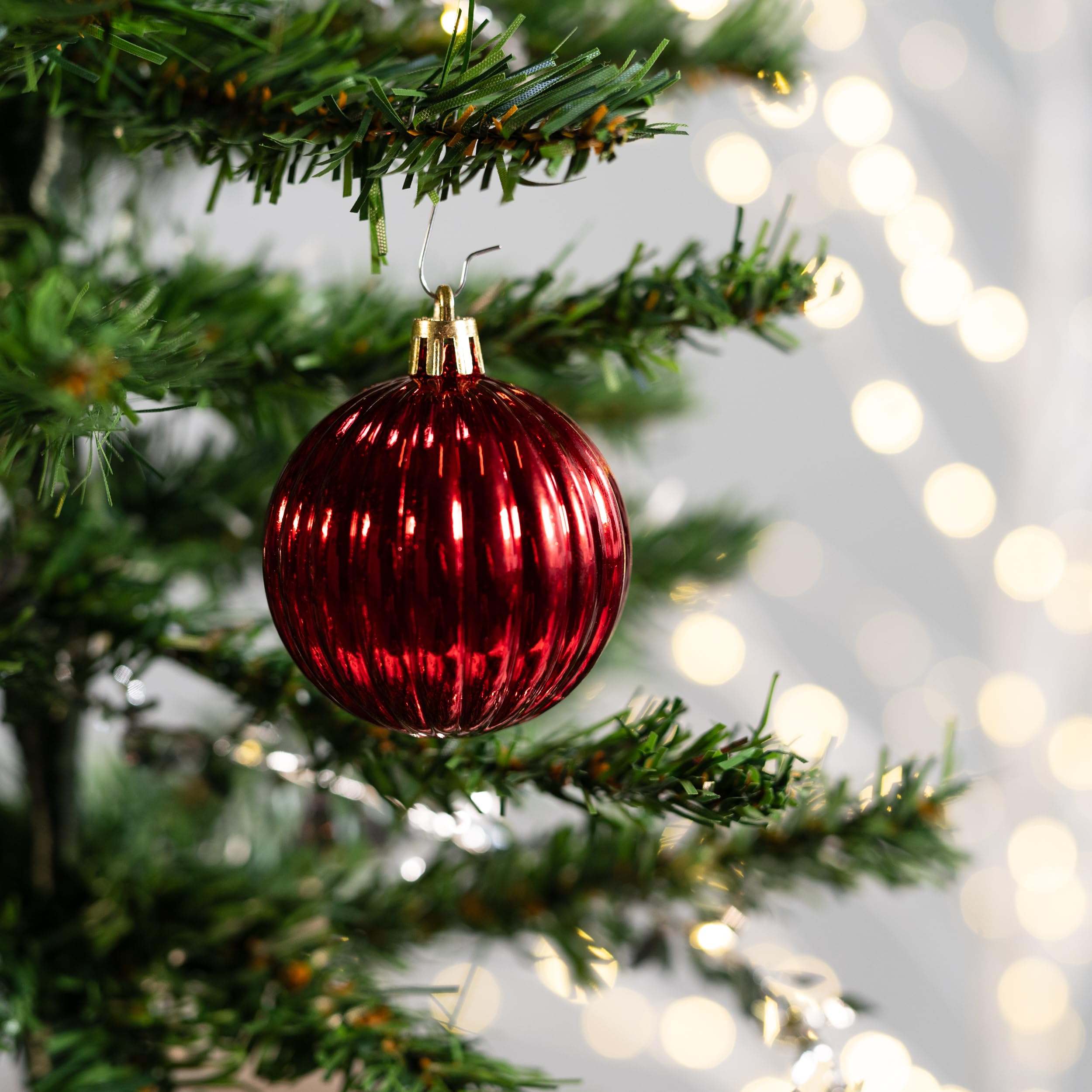 Kunststoff Weihnachtskugel rot 4 Sets - 136 Stück Ø 6cm Deko Kugel Christbaumschmuck Mix Glitzer Matt Gemustert Glänzend