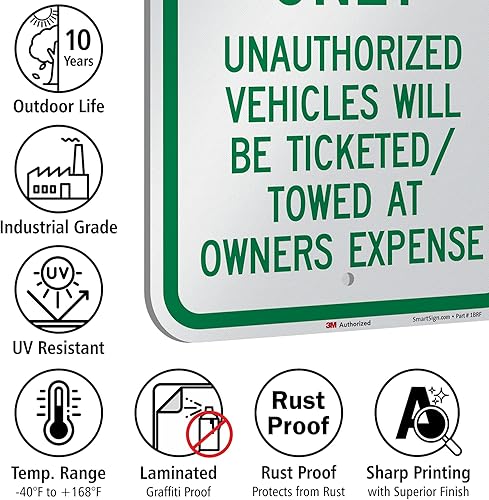 Miniatura 7 de SmartSign Letrero "Solo estacionamiento para clientes: vehículos no autorizados con boletos/remolcados" | 12 x 18 pulgadas, aluminio reflectante de