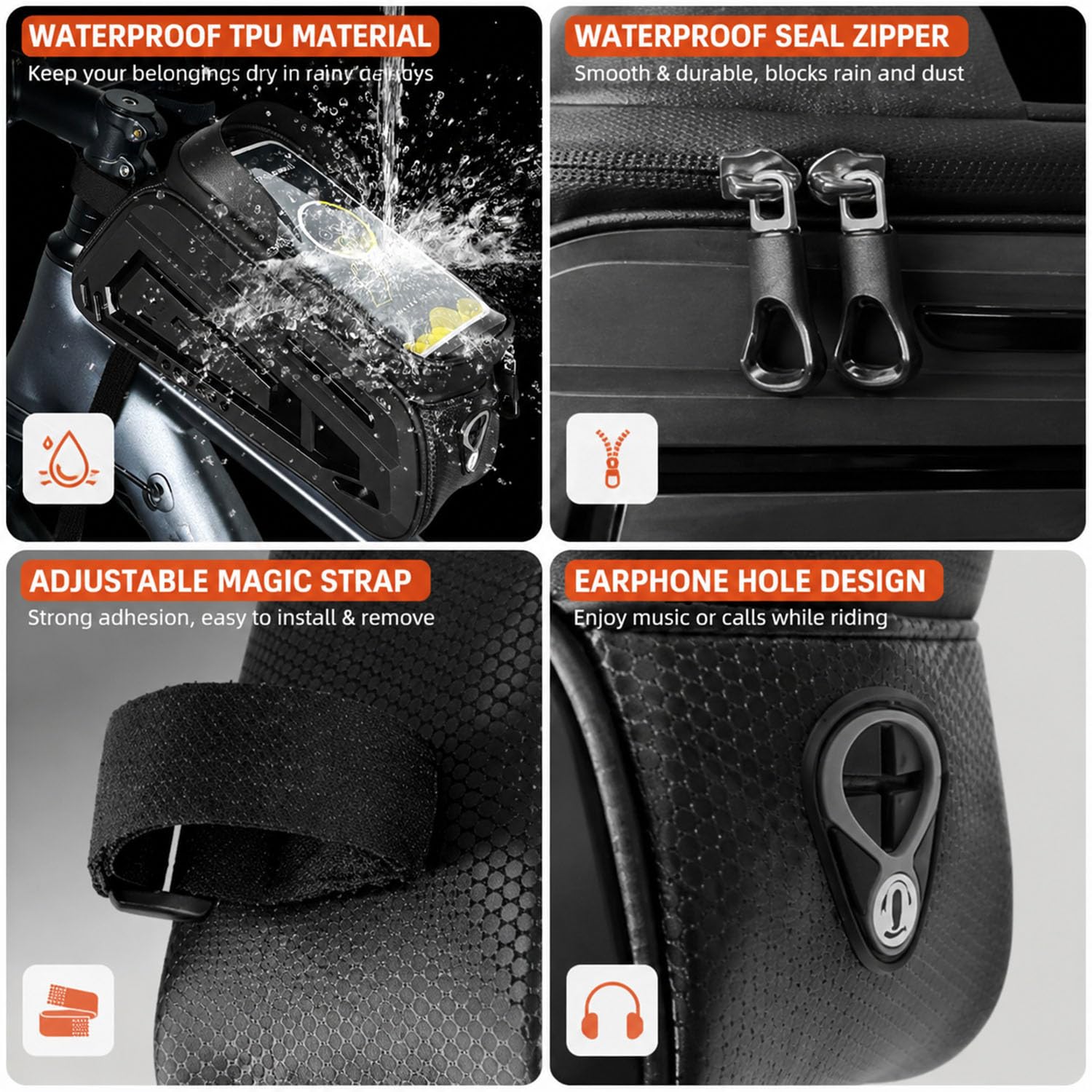 Sacoche Cadre Vélo Étanche for Specialized Rockhopper 2013–2026 avec Écran Tactile TPU Sac Avant Rigide Téléphone Portable Sacoche Tube Supérieur
