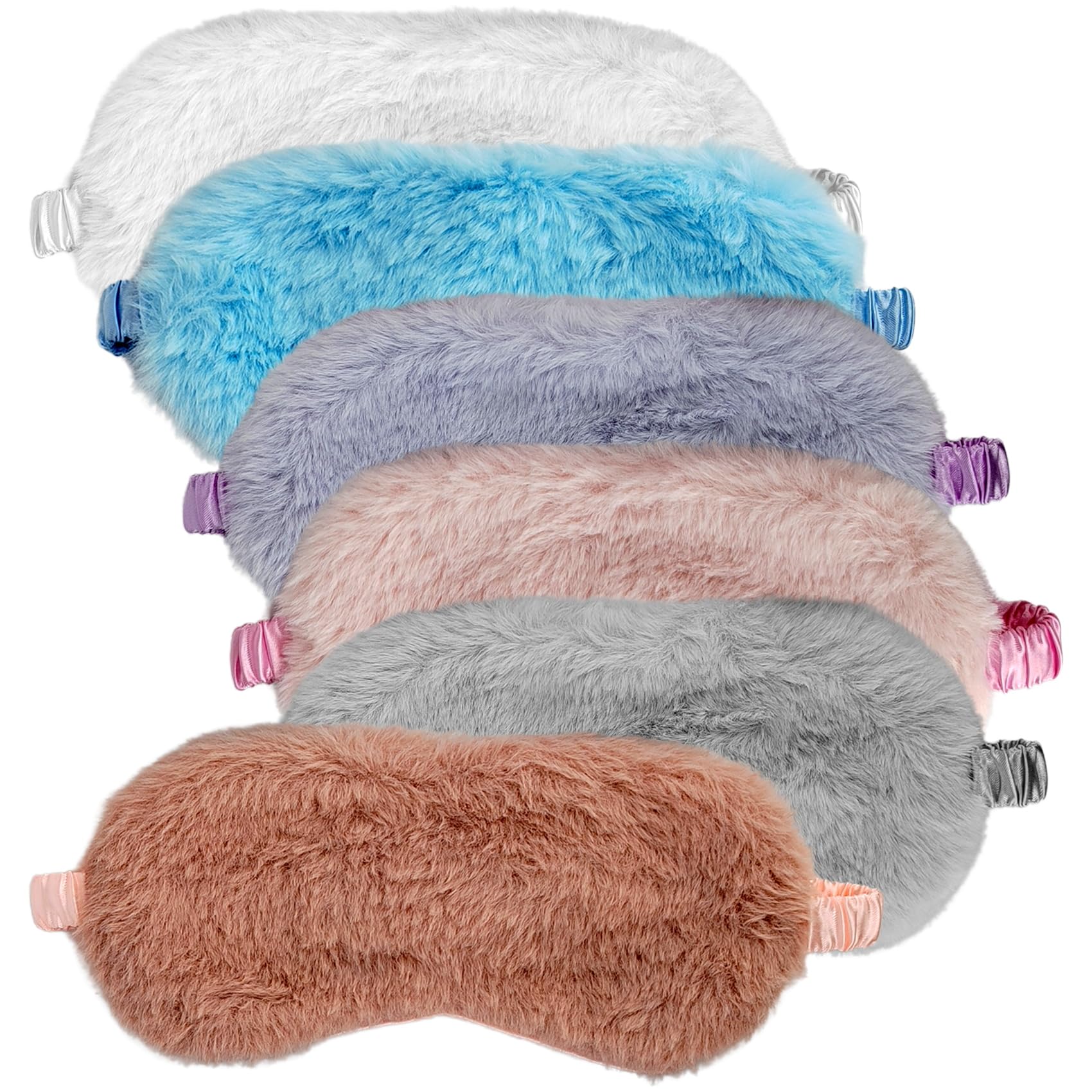 6 Pcs Plush Sleep Masks, Ultra Cute Soft Sleep Eye Cover, Blindfold Travel Sleep Masks for Kids Men Women, with Elastic Strap, Adjustable for Kids
