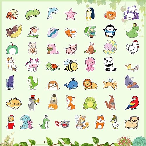 Miniatura 2 de Dorgua 100 calcomanías de animales bonitos, calcomanías de vinilo de animales no repetitivos, calcomanías de animales lindos impermeables para