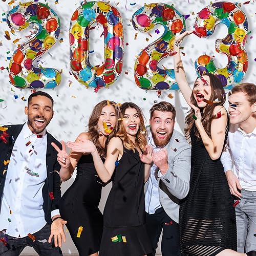 Miniatura 9 de Globos grandes de aluminio arcoíris número 5 de 40 pulgadas, helio grande Mylar 2 globo para decoración de fiesta de cumpleaños, neón