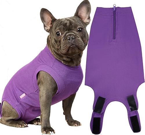 Traje de recuperación para perros, traje de cirugía con cremallera alternativa para cono de perro, esterilización femenina, traje de cirugía suave