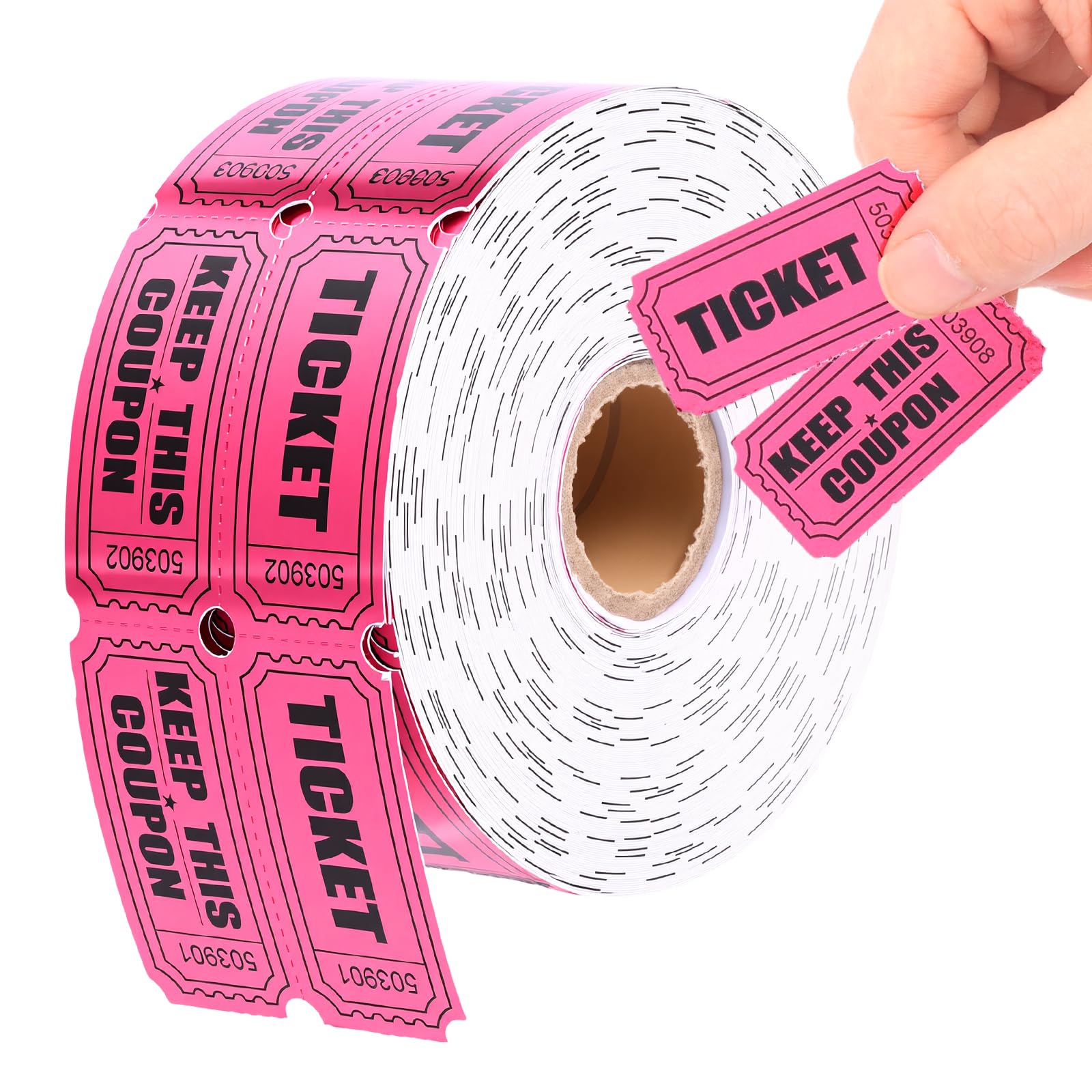 2000PCS Raffle Tickets Double Rolls Consecutively Numbered Prize Tickets Tokens for Party Events Prize Reward Fundraiser Drawing Carnival Giveaways Supplies(Rose Red)