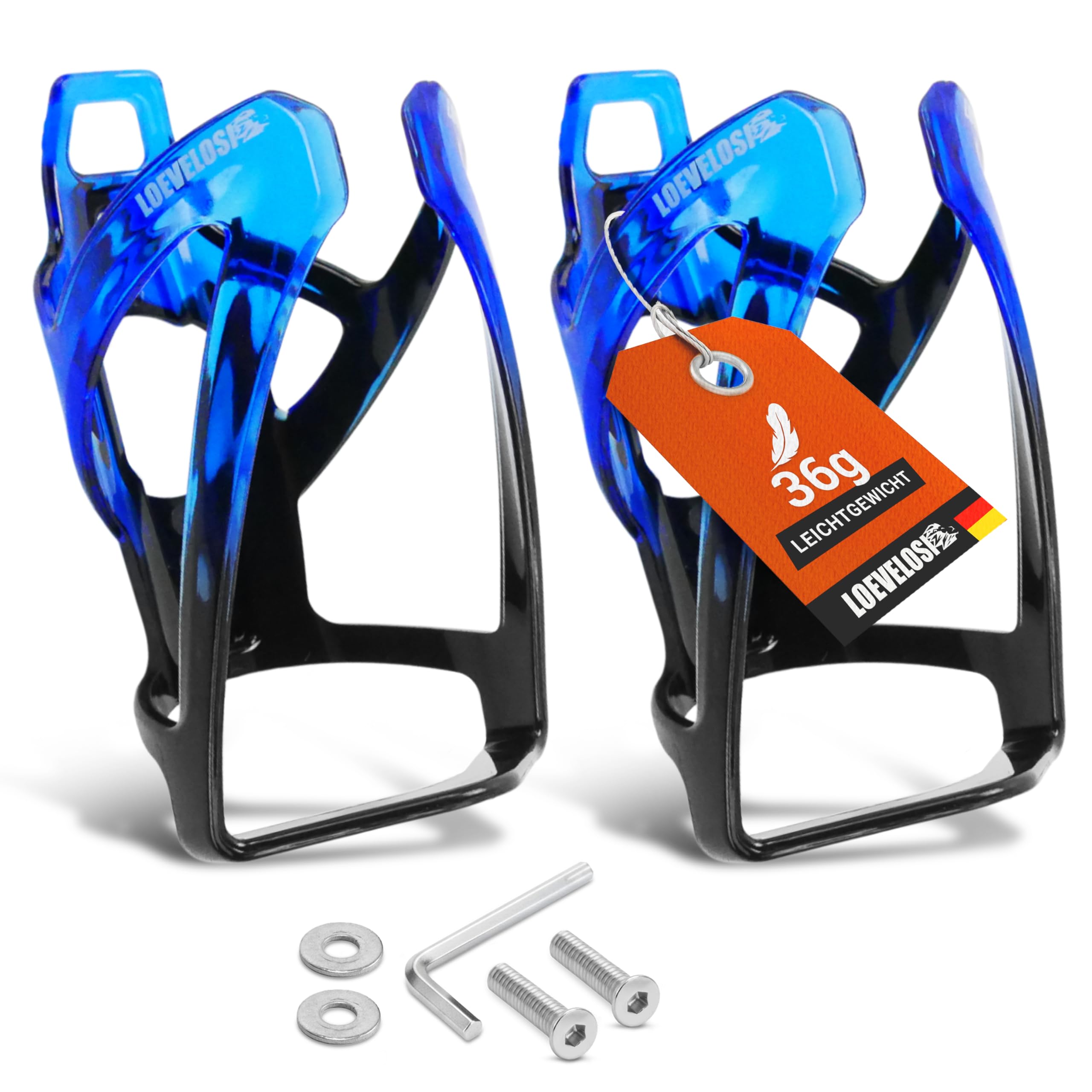 LOEVELOSI Flaschenhalter Fahrrad Zubehör Farbverlaufen Getränkehalter 36g Leicht Haltbar für 6.5-8cm Trinkflasche Halterung Trinkflaschenhalter für MTB Rennrad Mountainbike Gravel-Bike E-Bike Flasche