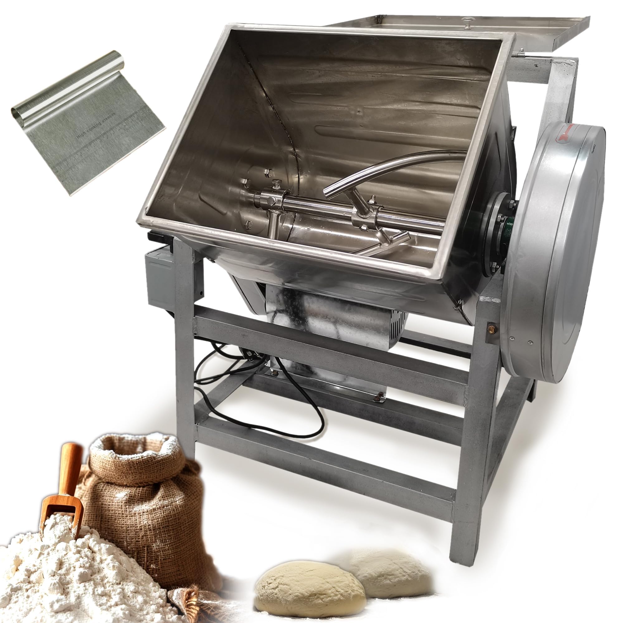IntXanth Commercial Dough Mixer Electric Food Mixer with Lid, Dough Blender Machine 15KG/30QT Capacity, 110V/1500W Commercial Dough Kneading Machine with 90° Tilt Bucket