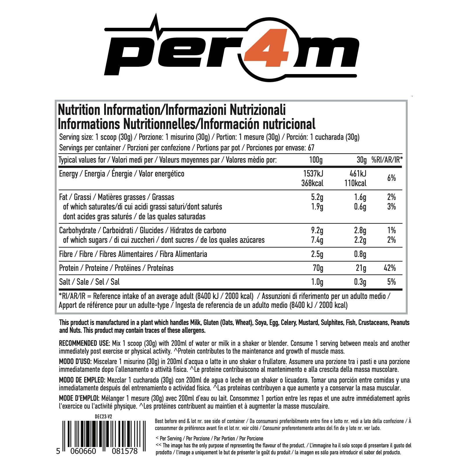 Per4m Whey Protein, Odżywka Białkowa WPC, 24 g Białka na Porcję, Budowanie Masy Mięśniowej i Szybka Regeneracja Po Treningu Siłowym dla Aktywnych Sportowców, Suplement – Chocolate Pistachio – 2010 g