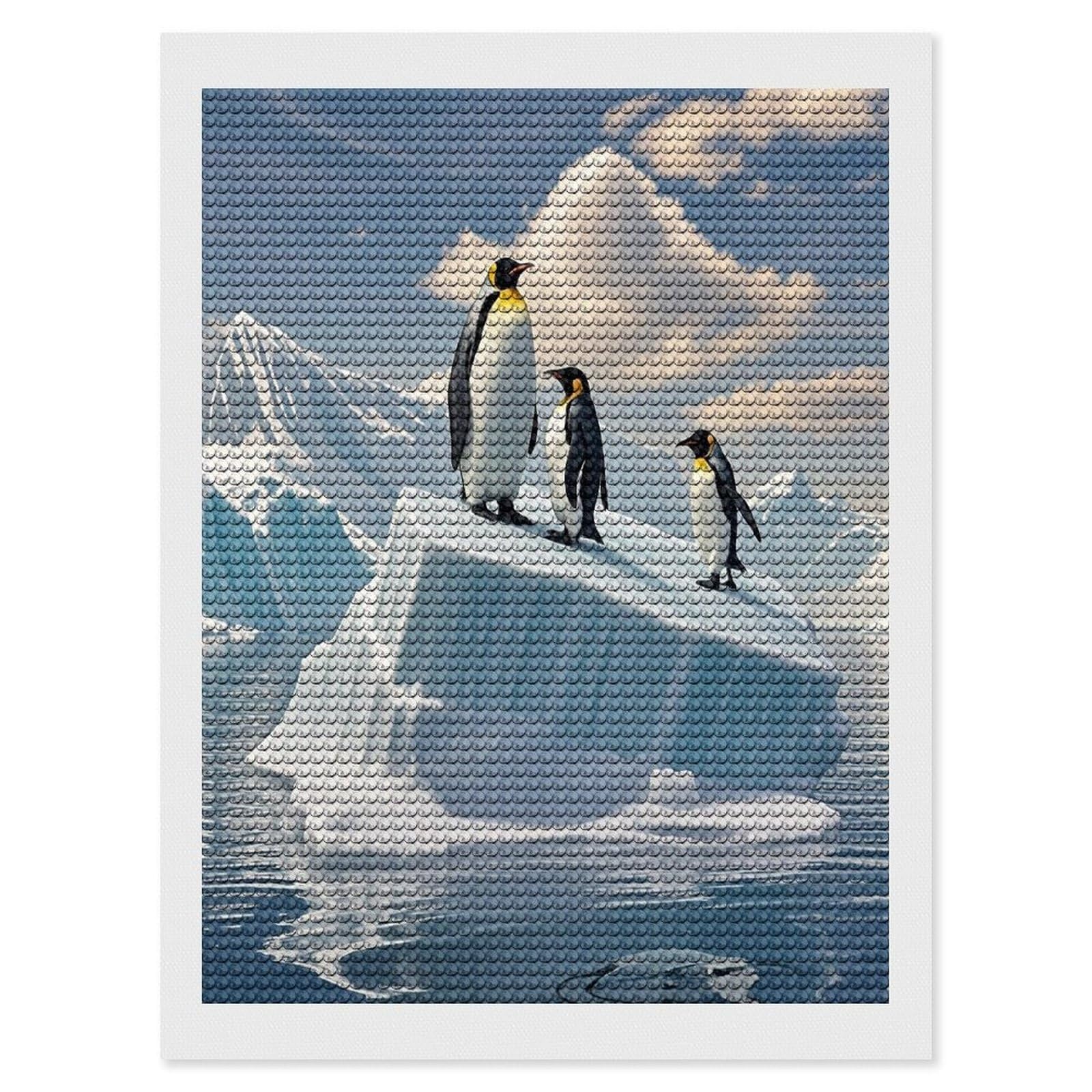 FekiLoot Penguins On The Iceberg Diamond Painting Kits for Adults Full Round Drill Diamond Art Kits for Beginners 5D DIY Diamond Dots Paintings Diamonds Pictures Gem Art Home Wall Decor 12"x16"