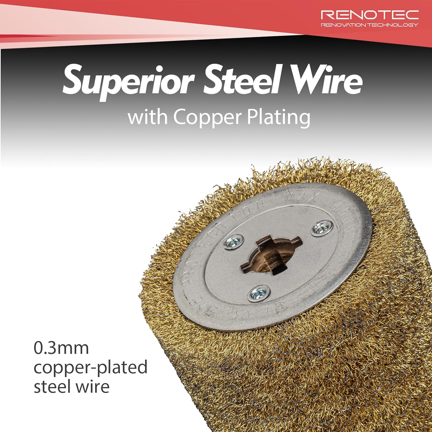 Steel Wire Drum, Copper Plating 0.3mm Wire, 4.33" x 4", 110x100mm, Heavy Rust Removal, for Burnishing Polishing Machine