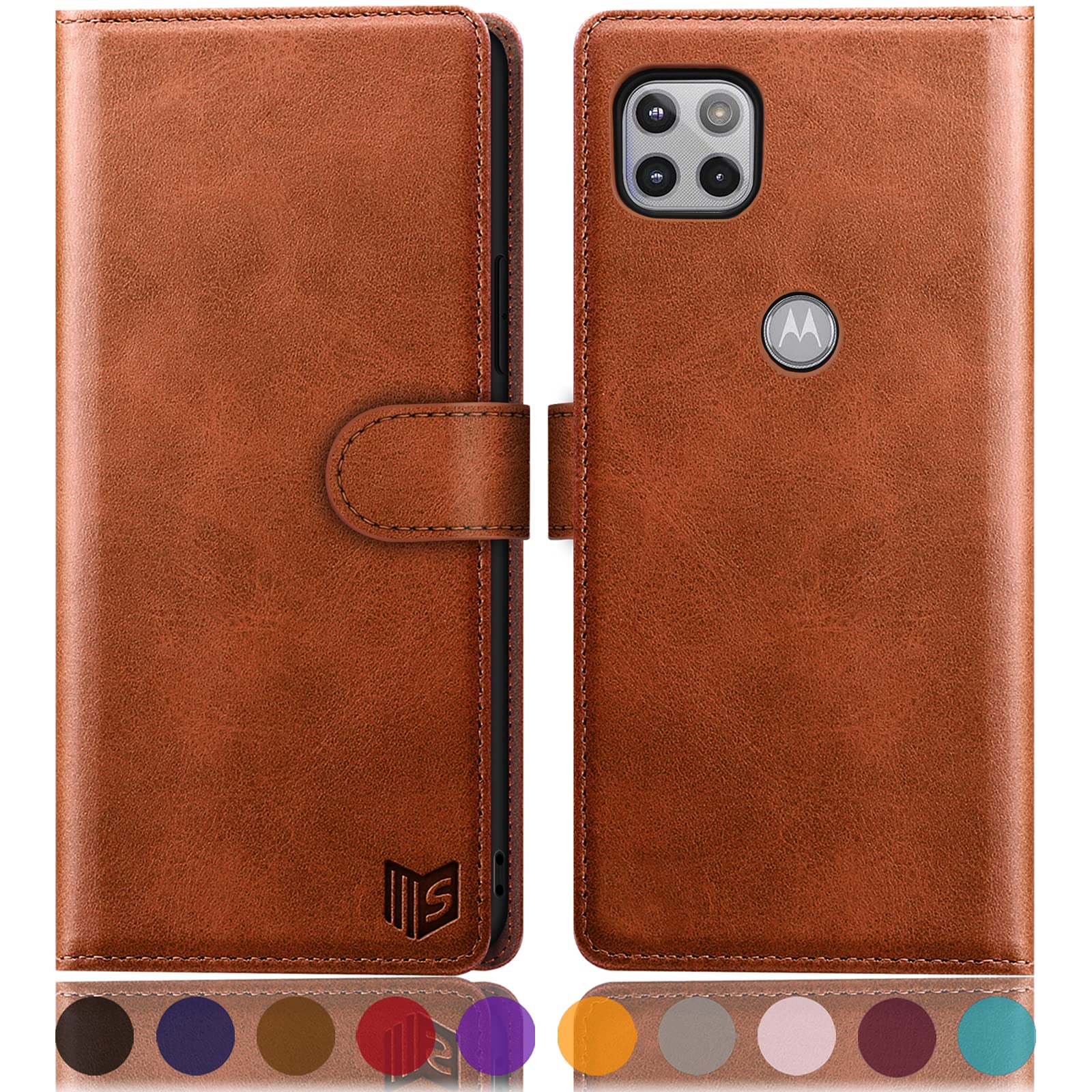 SUANPOT for Motorola One 5G Ace 2021 with RFID Blocking Leather Wallet case Credit Card Holder,Flip Folio Book Phone case Shockproof Cover Women Men for Moto Ace case Wallet (Brown)