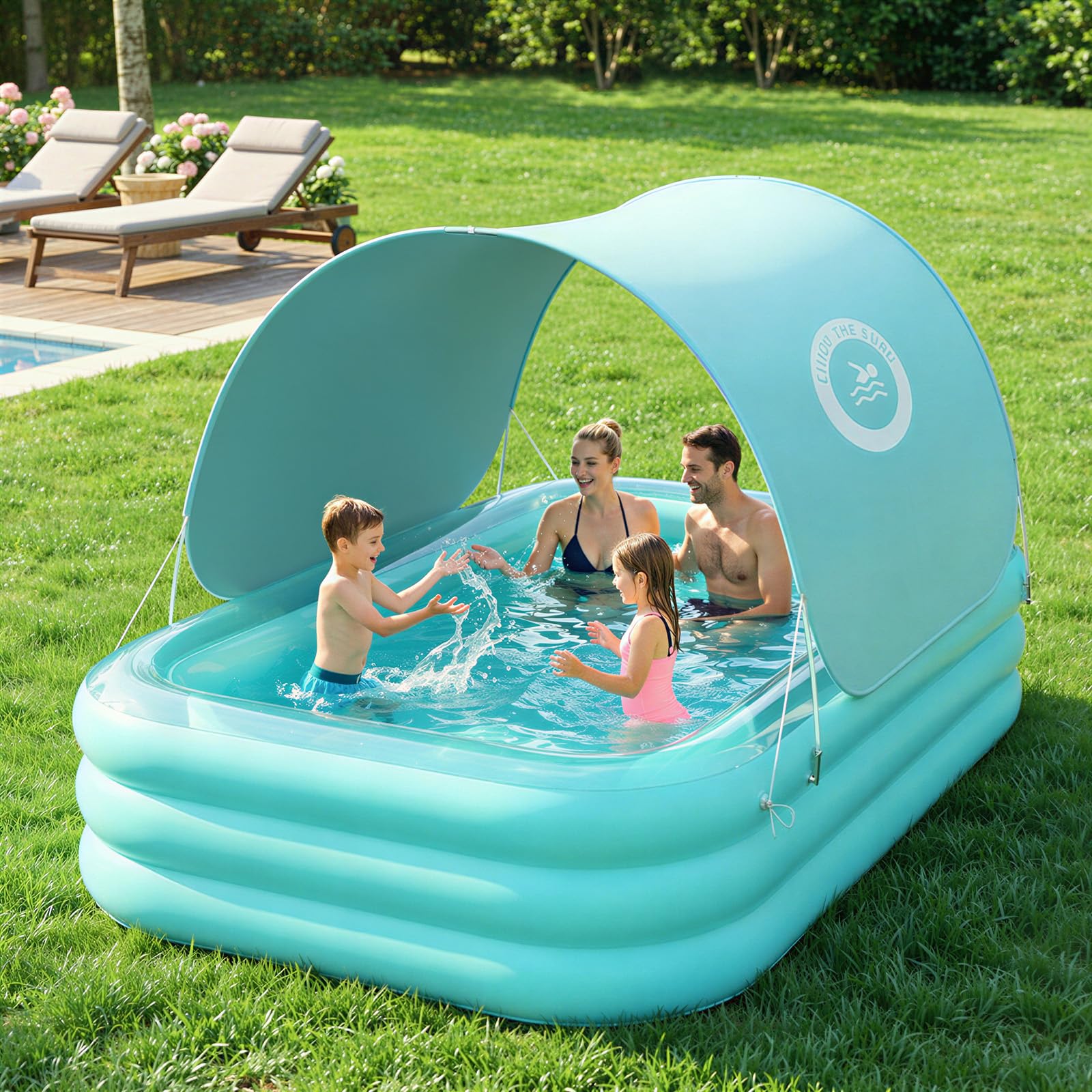 HeySplash 102x65 Inflatable Pool with Canopy