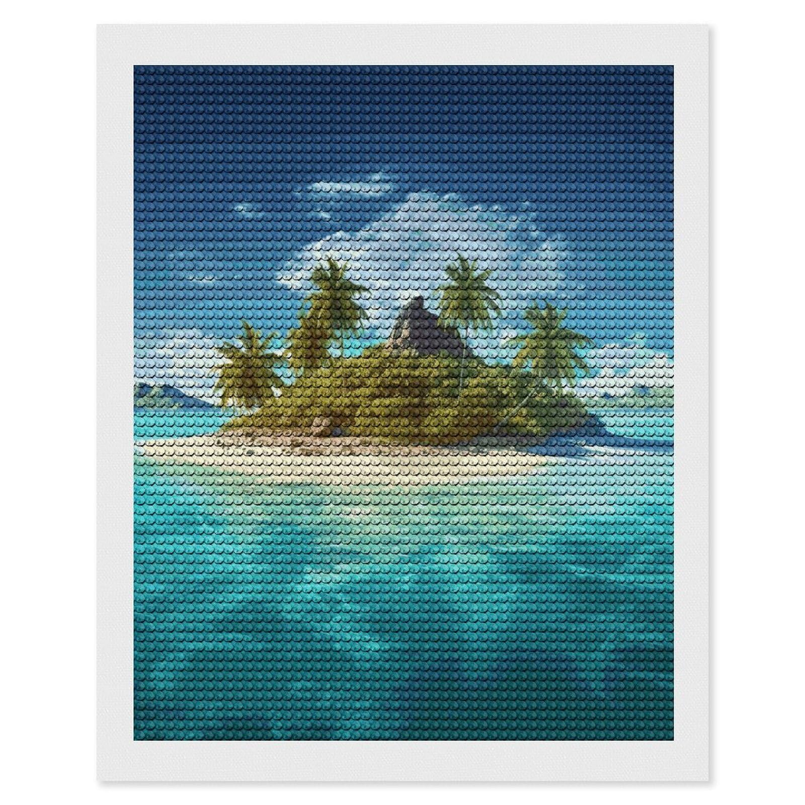 LDGSUPH Tropical Island Diamond Painting Kits for Adults Paint with Diamond Pictures Art DIY Full Drill Diamond Dots Painting Personalized Diamond Photo for Home Wall Decor Gift 16"x20"