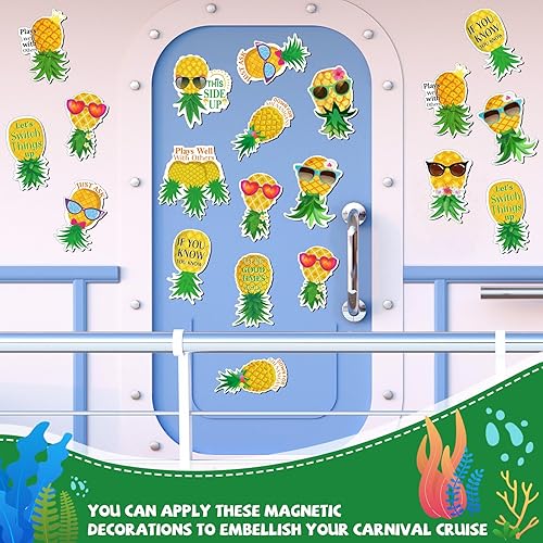 Miniatura 6 de Xuhal 12 Piezas Imanes de Piña Decoraciones de Puerta de Crucero Calcomanías Magnéticas de Piña Tropical Decoración Puerta de Crucero Refrigerador