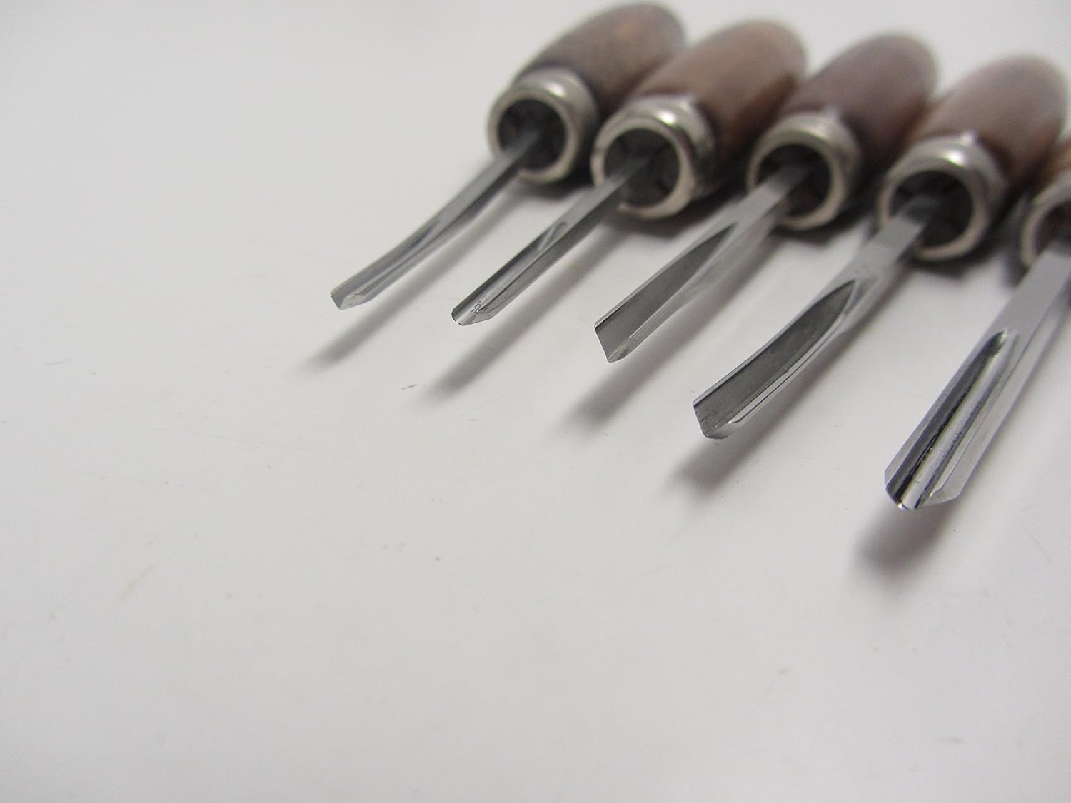 Gunstock Gunsmith Woodcarving V & U Chisel Carving set for Checkering and Restoration (5 Piece with Leather Tool Roll Holder)