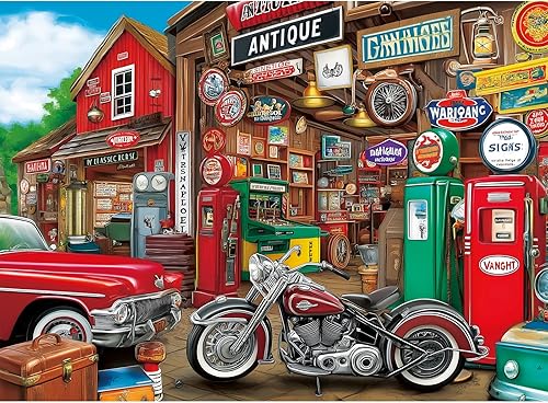 Rompecabezas de 500 piezas para adultos, rompecabezas de garaje de antigüedades para adultos, rompecabezas de estilo retro de automóvil, decoración