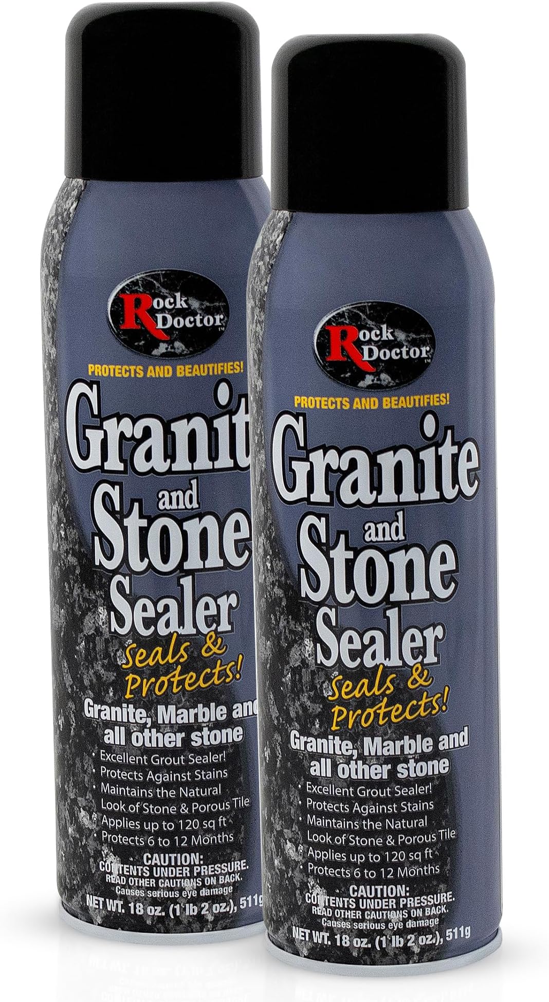 Rock Doctor Granite Sealer for Marble, Stone, and Tile Countertops, Vibrant Shine with Stain Resistant Moisture Protection, Interior and Exterior Use, Pack of 2