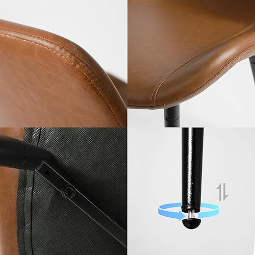 Miniatura 5 de CangLong Sillas de comedor modernas de piel sintética, respaldo de asiento con cojín de poliuretano, patas de metal para silla auxiliar de cocina,