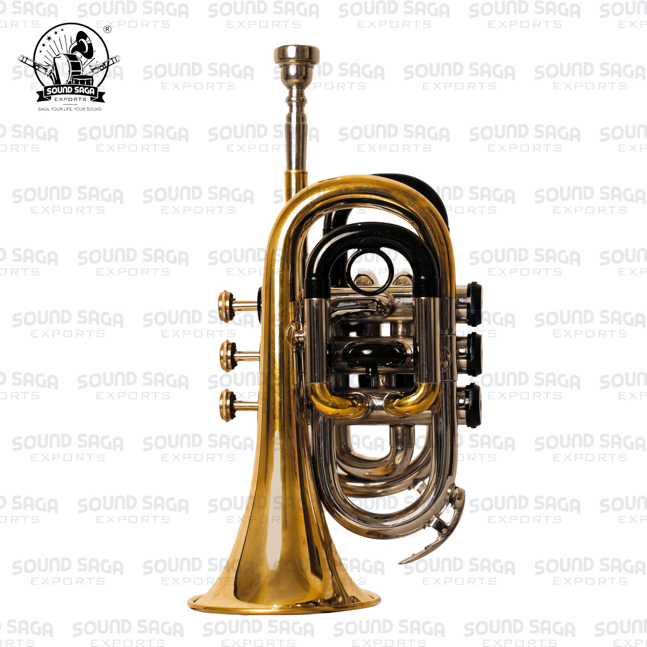 Instrumento de latón para trompeta de bolsillo Bb | Instrumento hecho a mano con precisión | Ideal para estudiantes, orquesta, conciertos y principiantes | Boquilla y funda de transporte dura incluida