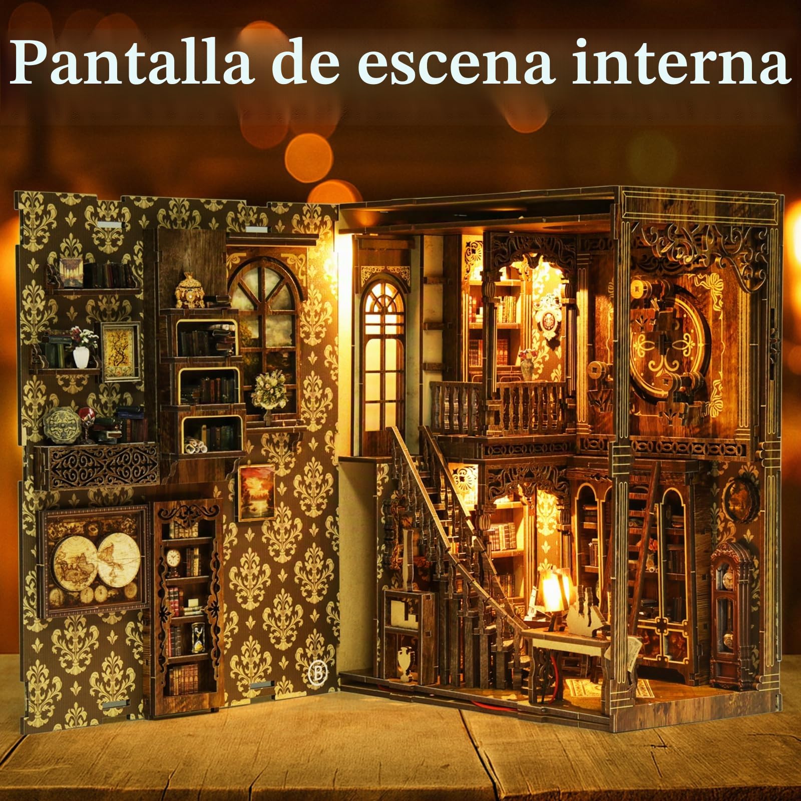 MAKEASY Book Nook de Madera, Kit de Casas Miniaturas para Montar para Construir Maqueta Libreria 3D, Decoración para Estantería de Biblioteca, Regalo Creativo - Librería Antigua