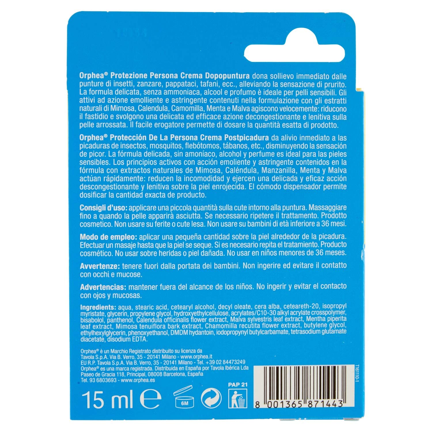 Orphea, Crema Dopopuntura Inodore, Sollievo Immediato Dalle Punture di Insetti, Formula Inodore, Con Estratti Naturali, 50 ml